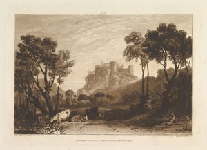 Het kasteel boven de weiden Liber Studiorum, deel II, plaat 8 door Joseph Mallord William Turner