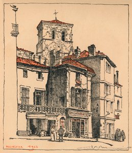 De Place du Murier, met de toren van de kerk van St Andre, in Angouleme, Frankrijk door JR Rowe