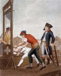 Maximilien Marie Isidore de Robespierre bij de guillotine door J. (after) Beys