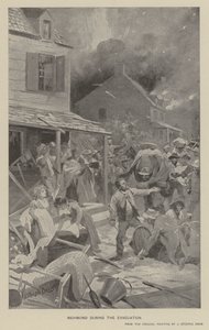 Richmond tijdens de evacuatie (litho) door J. (after) Steeple Davis