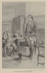 Washington en gouverneur Dinwiddie (litho) door J. (after) Steeple Davis