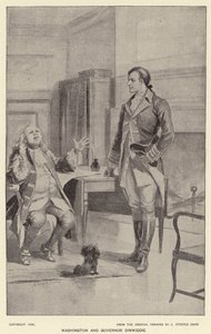 Washington en Gouverneur Dinwiddie door J. (after) Steeple Davis