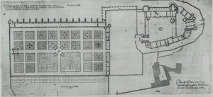 Plan van de omheinde tuinen en Chateau de Gaillon, uit 
