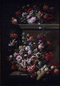 Stilleven van bloemen door J B and Bogdany Jakob Monnoyer