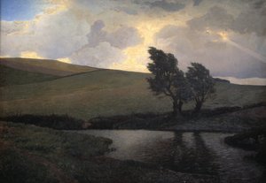 Regenachtig landschap. Jægerspris, Seeland