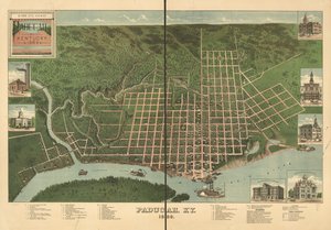 Vogelvlucht van Paducah, Kentucky 1889.