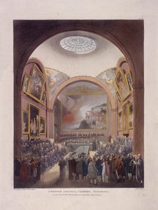 Raadzaal van het Guildhall, Londen, 1808 door J Bluck