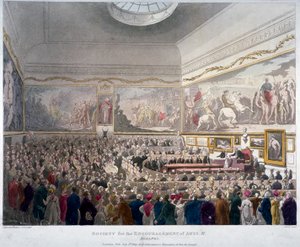 Bijeenkomst van de Society of Arts in de Adelphi-gebouwen, Westminster, Londen door J Bluck