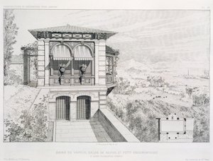 Stoombaden, observatorium boven, uit een volume met ontwerpen door verschillende architecten, uitgegeven door Morel & Cie, Parijs, ca. 1880 door J. Boussard