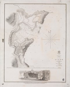 Archipel, Rhodos I., Port Lindo onderzocht door Kapitein Thomas Graves, HMS 