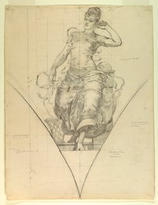 De Telefoon en de Ticker, Studie voor "Elektriciteit toegepast op Handel," Fabrieken en Vrije Kunsten Gebouw, Wereldtentoonstelling, Chicago, IL