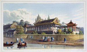 Zomerpaleis van de keizer, tegenover de stad Tien-Sing, China, 1817 door J Clark
