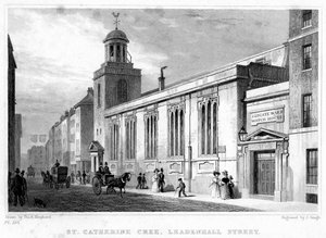 Kerk van St. Katherine Cree, Leadenhall Street, City of London, 19e eeuw door J. Gough