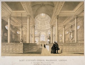 Interieur uitzicht naar het oosten, Kerk van St Stephen Walbrook, City of London door J Graf