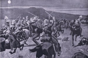 Maanlichtaanval van de 19e Huzaren bij Steenkampberg, illustratie uit 