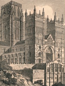 Noordwestelijke aanblik van de kathedraal van Durham, ca. 1843 door J. Jackson