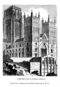 Noordwestelijke aanblik van de kathedraal van Durham