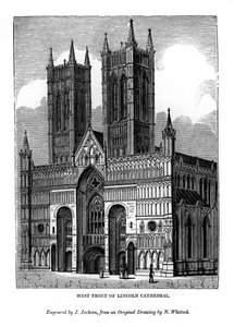 Westelijke gevel van de kathedraal van Lincoln door J. Jackson