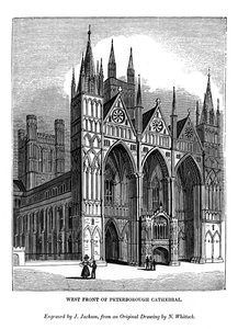 Westelijke gevel van de kathedraal van Peterborough, 1843 door J. Jackson