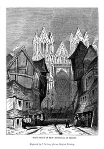 Westelijke gevel van de Kathedraal in Reims, 1843