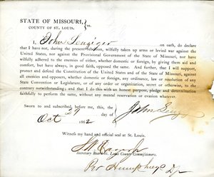 Loyaliteitseed van John Leuziger uit Missouri, County of St. Louis