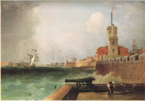 Ingang naar de haven van Portsmouth door J. Lynn