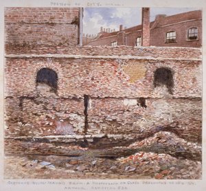 Deel van de Londense Muur met de Binnenkant op Cooper