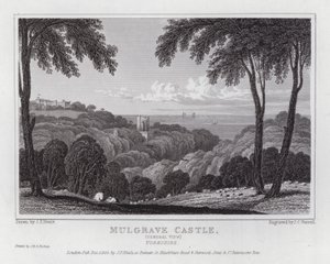 Mulgrave Castle, algemeen uitzicht, Yorkshire door John Preston Neale