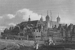 De Tower van Londen, vanaf de Heuvel door John Preston Neale