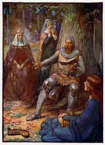 Robert the Bruce, Koning van Schotland, leest verhalen voor aan zijn volgelingen, 14e eeuw door J. R. Skelton