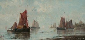 Vissersboten door J. Racie