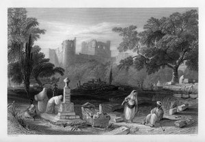 Een Turkse begraafplaats in Sidon, Libanon, 1841 door J. Redaway