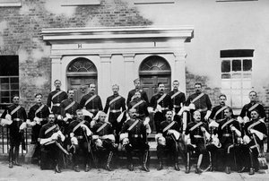 De officieren van de 1e Royal Dragoons, Island Bridge Barracks, Dublin, Ierland