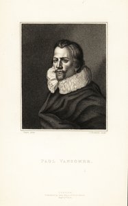 Portret van Paul van Somer, Vlaamse kunstenaar en hofschilder van koning James I van Engeland, circa 1577-1621 door J. Thomson