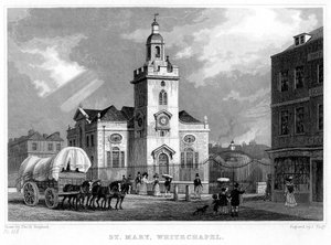 Kerk van St. Mary, Whitechapel, Londen, 1831 door J. Tingle