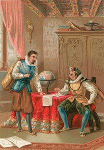 Kepler en Tycho Brahe in het observatorium in Praag door J. Ventura