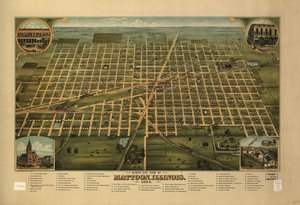 Vogelvlucht van Mattoon, Illinois 1884