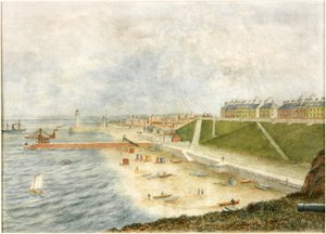 Roker Terrace en haveningang vanaf Holey Rock door J. Webster