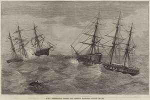 HMS Immortalite vindt de verlaten Margaret Pollock op zee door J. Wells