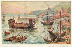 Oude Romeinse haven en schepen