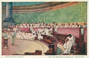 Cicero valt Catilina aan in de senaat van het oude Rome