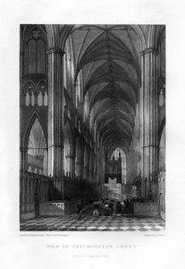 Westminster Abbey vanaf het altaar, Londen, 19e eeuw door J. Woods