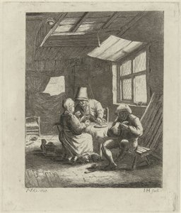 Boereninterieur (eerste versie) door Jabes Heenck
