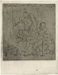 Drie mannen rond een tafel door Jabes Heenck