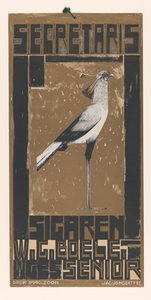 Reclamebiljet voor Secretaris-Sigaren, met vogel
