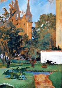 De tuin van de Karmelietenkerk, Krakau door Jacek Malczewski