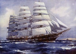 Clipper Schepen: Macquarie (kleur litho) door Jack (after) Spurling