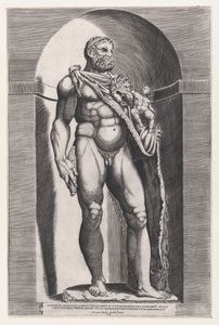 Speculum Romanae Magnificentiae: Keizer Commodus als Hercules, 1582 door Jacob(us) Bos.