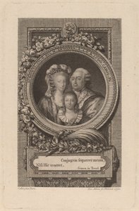Lodewijk XVI, Marie-Antoinette en Louis-Charles door Jacob Adam after Antoine François Callet