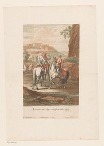 Ruiters kiezen een goede locatie voor de strijd door Jacob Andreas Fridrich (I)